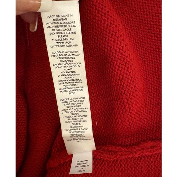 Chicos Red Sweater Cowl Neck Fringe Detail Long Sleeve Cotton Blend Christmas L - Picture 7 of 8